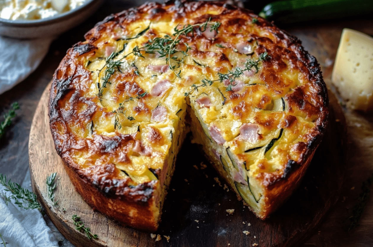 croque-cake courgette jambon fromage moelleux doré (Pour l'image principale du gâteau cuit)