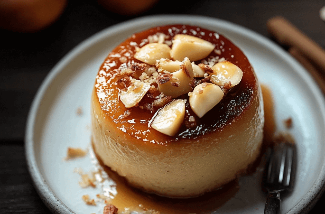 Tranche de moelleux aux amandes et compote de pommes, texture moelleuse et dorée