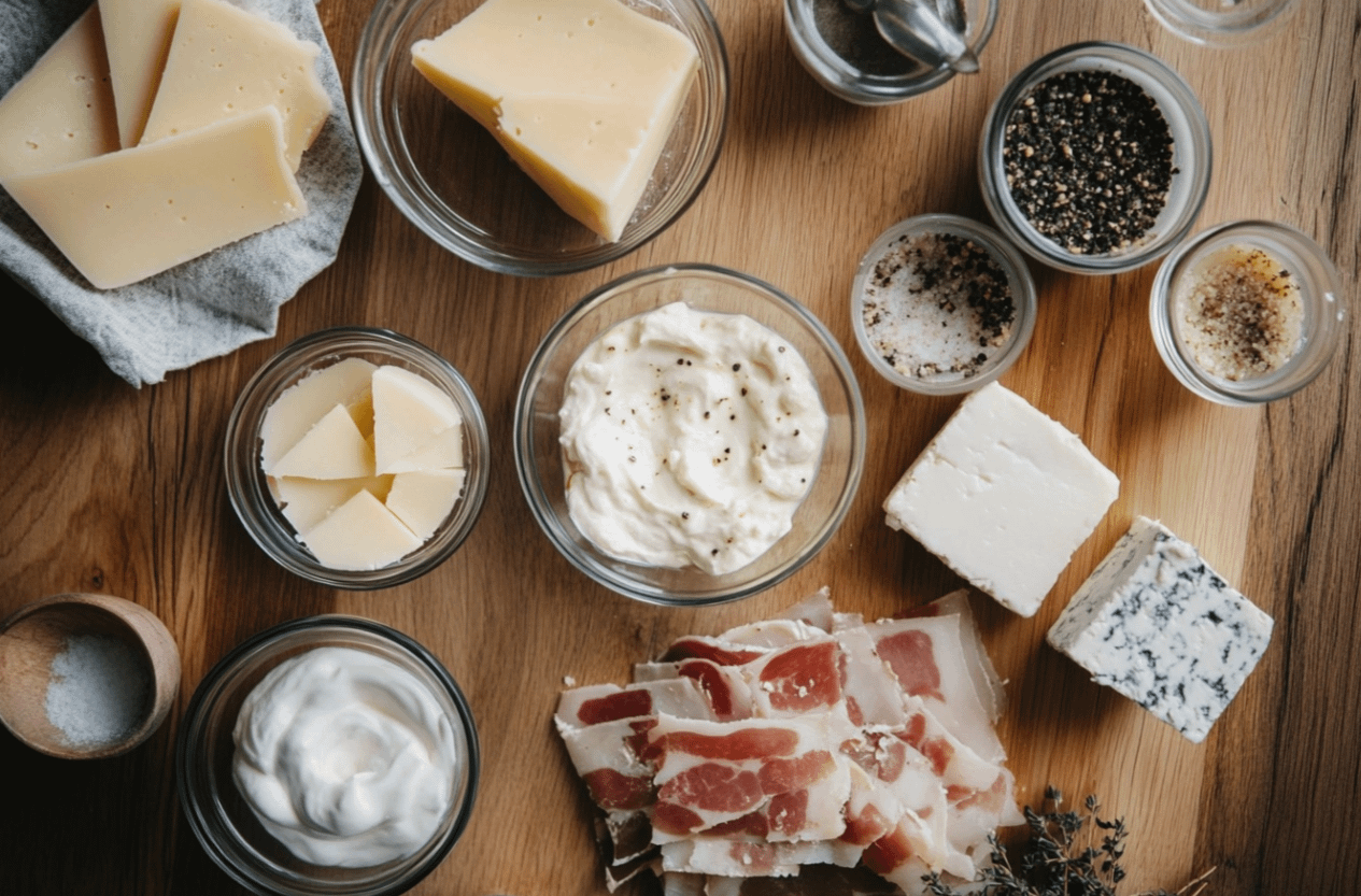 Croque-monsieur gratiné aux lardons fumés et fromage de chèvre fondu, doré et croustillant sur une assiette.