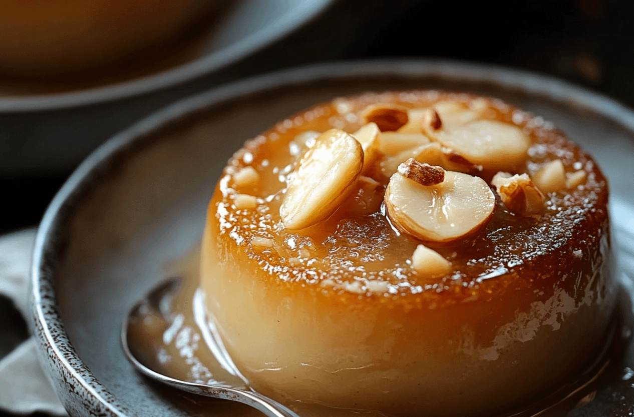 Tranche de moelleux aux amandes et compote de pommes, texture moelleuse et dorée